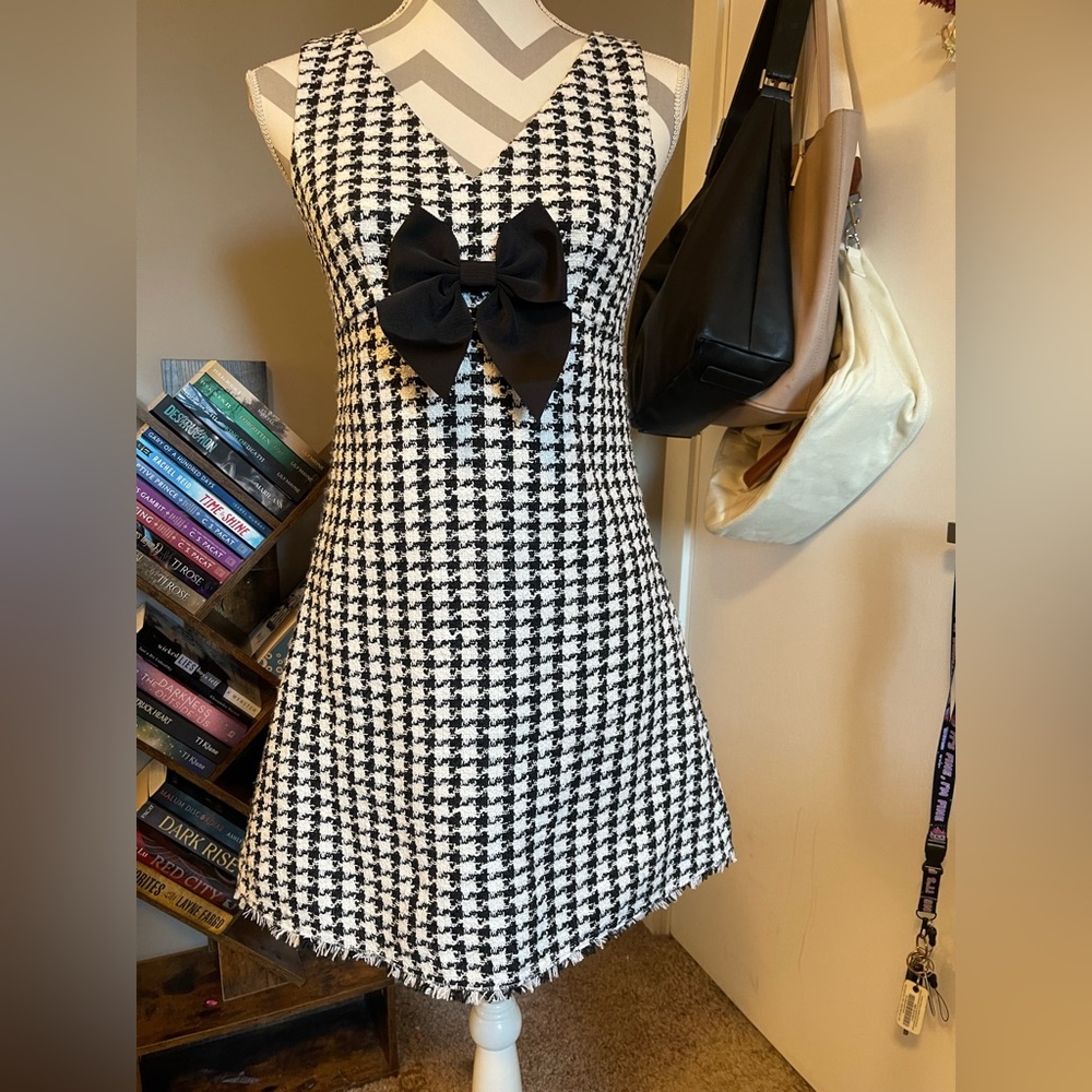 Kate Spade Black and White Houndstooth Mini Dress